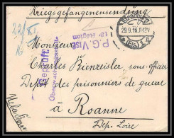 Lettre 1 2866 Prisonniers De Guerre Kriegsgefangenen War 1914/1918 Censuré Strasbourg P Roanne Loire 1916 - Guerre De 1914-18