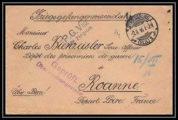 Lettre 1 2871 Prisonniers De Guerre Kriegsgefangenen War 1914/1918 Censuré Strasbourg P Roanne Loire 1916 - WW I