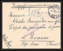 Lettre 1 2864 Prisonniers De Guerre Kriegsgefangenen War 1914/1918 Censuré Strasbourg P Roanne Loire 1916 - 1. Weltkrieg 1914-1918