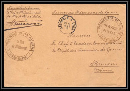 7173/ Carte De Prisonnier De Guerre (War) 1914/1918 Rives Isère Pour Romans Drome 1917 Convoyeur Grenoble à Lyon  - 1. Weltkrieg 1914-1918
