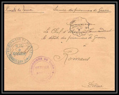 7172/ Carte De Prisonnier De Guerre (War) 1914/1918 Roussilon Isère Pour Romans Drome 1917 Convoyeur Marseille à Ly - Oorlog 1914-18