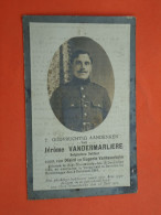 Oorlogsslachtoffer Jérome Vandermaliere Geboren Te Oost-Nieuwkerke  Overleden Te Beveren A/de Ijzer 1918  (2scans) - Religion & Esotérisme