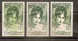 VARIETES X 2 N 875 ** TB BLEU VERT AU LIEU DE VERT- COTE 60 EUROS +1 TB VISAGE - COU - BORD EN VERT - DEFAUT D ESSUYAGE - Unused Stamps