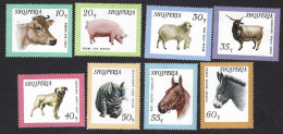 Albania, Albanie 1966; Farm Animals: CAT, Dog, Horse, Donkey, Pig, Sheep, Cow, Goat. - Domestic Cats