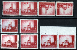 Croatia NDH 1941 WW II. ⁕ Landscapes Mi.52 Zagreb Cathedral ⁕ 10v MNH, Tete-beche - Differences In Paper - SHADES / Scan - Croatia