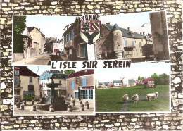 L'ISLE-SUR-SEREIN (89) La Grande Rue , La Tour Amiot , Place De La Fontaine - Carte Multivues En 1965  CPSM  GF - L'Isle Sur Serein