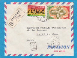 LETTRE RECOMMANDEE AR PAR AVION DE DAKAR,AVEC TIMBRES ONU,REFUGIES/25E ANNIV. ONU",  POUR PARIS,1971. - Senegal (1960-...)