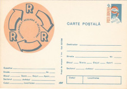 RECYCLING CAMPAIGN, POSTCARD STATIONERY, 1988, ROMANIA - Postal Stationery