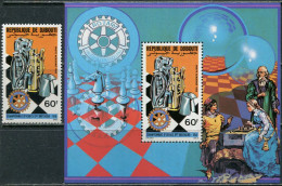 Djibouti 1985. Mi.#435+Bl.#112-A MNH/Luxe. International Chess Championship Great Britain/USA. Rotary. (Ts56) - Chess