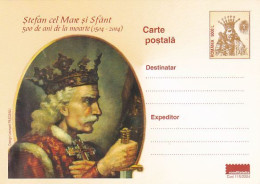 KING STEPHEN THE GREAT OF MOLDAVIA, POSTCARD STATIONERY, 2004, ROMANIA - Postal Stationery