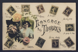 The Language Of The Stamp / Le Langage Du Timbre - RPPC FRANCE - Timbres (représentations)