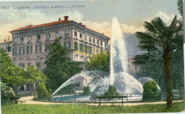 Lugano 1909; Giardino Pubblico E Fontana - Viaggiata. - Lugano