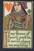 QUEEN OF HEARTS - PLAYING CARD POSTCARD - Posted 1909 - Playing Cards