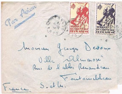 AOF - DAKAR - 2 Plis Tirailleur  Sur Lettre AVION - 3 Et 5 Frs - Cachet Manuel & BT Visite Président Républ - 1947   336 - Airmail