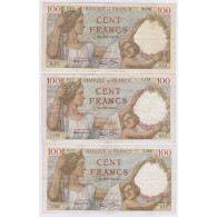 LOT 3 BILLETS FRANCE 100 FRANCS SULLY  L'ART DES GENTS AVIGNON - 100 F 1939-1942 ''Sully''