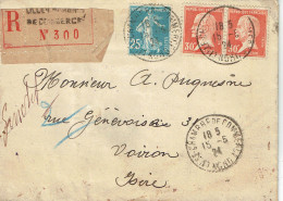 Tarifs Postaux France Du 25-03-1924 (10) Pasteur N° 173 30 C. X 2 + 25 C. Semeuse LR 1er CCI Lille 15-05-1924 - 1922-26 Pasteur
