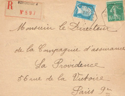 Tarifs Postaux France Du 25-03-1924 (12) Pasteur N° 177 75 C + 10 C. Semeuse LR 1er RAU Montrouge  12-10-1924 - 1922-26 Pasteur