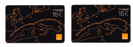 2 X MOBICARTE 15€ Texte AVEC ORANGE SANS FRONTIERE De 2003 - Cellphone Cards (refills)