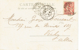 124 Type Mouchon 10 C. Rose Tarif Carte Postale 03-10-1902 Bourbon L'Archambault Allier - 1900-02 Mouchon