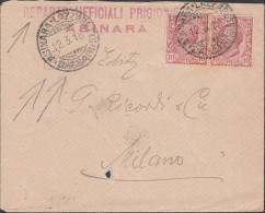 54 - Italia - Lettera Del 12.3.1918 Dal Reparto Ufficiali Prigionieri Asinara, Affrancata Con Coppia Del 10 C. V. Emanue - Marcophilia