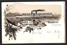 Lithographie Rheindampfer Humbold In Fahrt  - Sonstige & Ohne Zuordnung