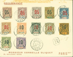 Gabon Recommandé YT N°66 à 77 Avec Surcharges CAD Loango 19 JUIN 1913 Arrivée Paris XIV Distribution 17 7 13 - Lettres & Documents