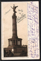 Vorläufer-Lithographie Berlin-Tiergarten, 1894, Blick Auf Die Siegessäule  - Dierentuin