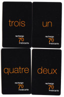Lot De 4 Télécartes MOBICARTE RECHARGE 70fr ORANGE UN DEUX TROIS QUATRE - Cellphone Cards (refills)