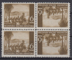 Croatia NDH 1941 WW II. ⁕ Landscapes Mi.57 Dubrovnik 6 Kuna / Tete-beche ⁕ MNH Block Of 4 - Kroatien