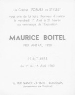 MAURICE BOITEL à La Galerie FORMES Et STYLES 1960 - Programmes