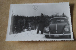 RARE VW Coccinelle,Cox En Hivers,photo Ancienne Originale, 10 Cm. / 7 Cm. - Cars