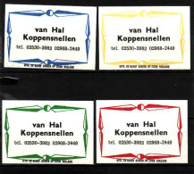 4 Dutch Matchbox Labels, Van Hal Koppensnellen, Holland, Netherlands - Matchbox Labels