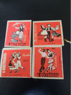 4 Vintage Matchbox Labels USSR 1957 Dance 6.5 Cm/7 Cm- 5etiquettes D'allumettes - Matchbox Labels