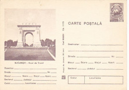 BUCHAREST ARCH OF TRIUMPH, POSTCARD STATIONERY, 1981, ROMANIA - Ganzsachen