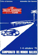 13° RALLYE DI SANREMO - RALLY - 3° TROFEO FIAMM - CAMPIONATO DEL MONDO RALLIES - ANNULLO SPECIALE 1/4 OTTOBRE/1975 - Rally Racing