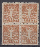 ⁕ Yugoslavia 1919 SHS Croatia / Hrvatska ⁕ "sailors" Angel Of Peace 2 Fil. Mi.88 ⁕ MNH Block Of 4 - Croatie