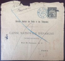 France - Entier - CAISSE NATIONALE D'EPARGNE - Utilisé1891 - Voir état - (B3882) - Autres & Non Classés