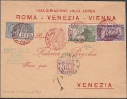 60 - Italia - Lettera Con Annullo Speciale In Rosso Primo Volo Roma-Venezia-Vienna Del 10.02.1927, Affrancata Con 2 Fran - Poststempel (Flugzeuge)