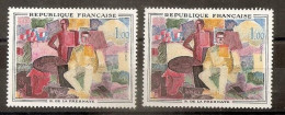 VARIETE N 1322 ** - 1 TB CARRE DU FOND TRES  ROSE AU LIEU DE JAUNE - COTE 225 EUROS - TRES VISIBLE AU SCANN - RRR !!! - Unused Stamps