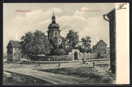 Künstler-AK Otto Thomasczek: Altengottern, Unterkirche Mit Schule Und Strasse  - Sonstige & Ohne Zuordnung