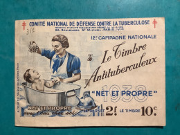 Carnet  20 Timbres 1938  12 ème Campagne Nationale Le Timbre Antituberculeux Pub Banania - Antituberculeux