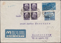 63 - Italia - Lettera Per Via Aerea Da Genova A Montevideo (Uruguay) Del 05.06.1940, Affrancata Con L. 50 Violetto, Quar - Marcophilie (Avions)