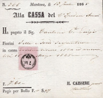 Veneto Austriaco - 1865 - Ricevuta Con Marca Da Bollo Da 7 Kreuzer - Lombardy-Venetia