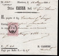 Veneto Austriaco - 1866 - Ricevuta Con Marca Da Bollo Da 7 Kreuzer - Lombardy-Venetia