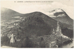 CPA FRANCE 65 HAUTES-PYRENEES LOURDES - La Basilique Et Le Calvaire Vus De La Villa Sion - Lourdes