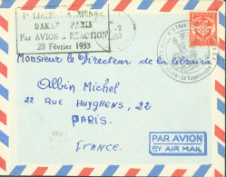 Cachet 1ère Liaison Aérienne Dakar Paris Par Avion à Réaction 20 2 1953 Cachet Bataillon Colonial Des Transmissions De L - 1927-1959 Covers & Documents