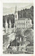 CPSM FRANCE 65 HAUTES-PYRENEES LOURDES - La Basilique Et La Grotte - 1950 - Lourdes