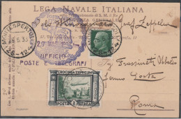 72 - Italia - 29.05.1933 Volo Circolare Su Roma. Cartolina Della Lega Navale, Affrancata Con L. 3 Zeppelin + C. 25 Imper - Marcophilia (Zeppelin)