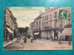 51/ La Champagne .carte Colorisee Epernay Rue Porte Lucas.et Hôtel De L’europe - Epernay