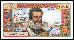 5000F Henri IV - 02.01.58 - D 36 - SUP - Fay : 49.5 - 5 000 F 1957-1958 ''Henri IV''